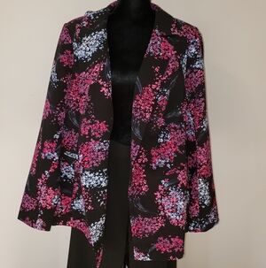 Plus Floral Black and Pink Women's Jacket By Lane Bryant